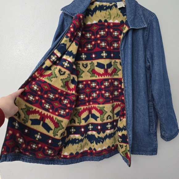 Blair Jackets & Blazers - Blair Vintage Women's M Blue Denim Jacket Fleece Lined Aztec Southwest Boho Chic